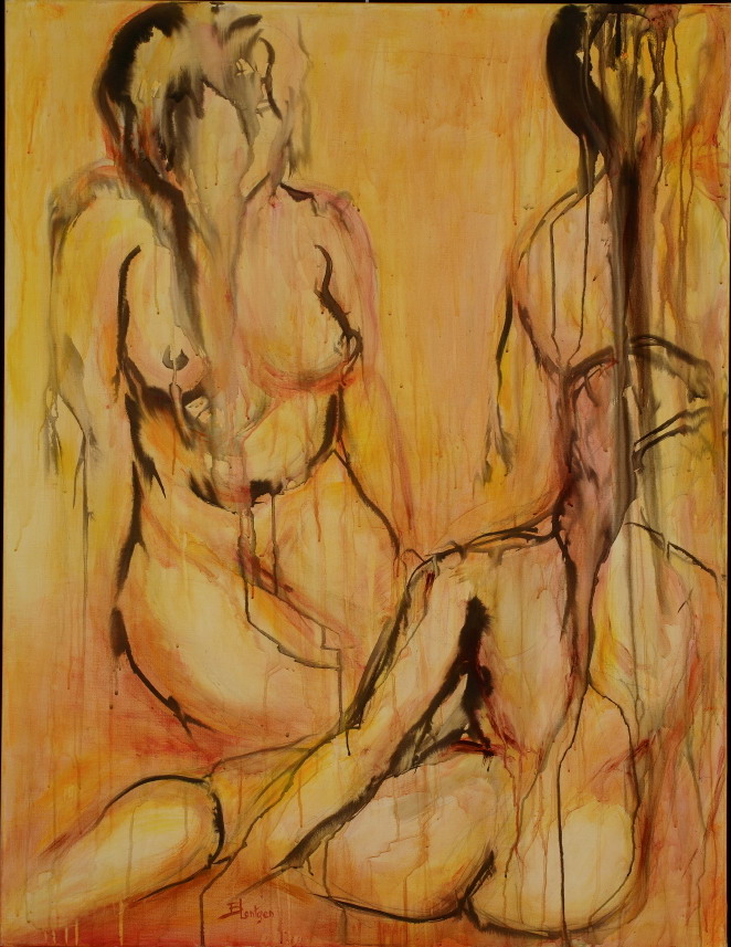 dessin &agrave; l`encre et lavis de peinture acrylique